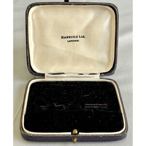 Antique Harrods London Fitted Jewelry Presentation Box Edwardian Gilt Art Deco